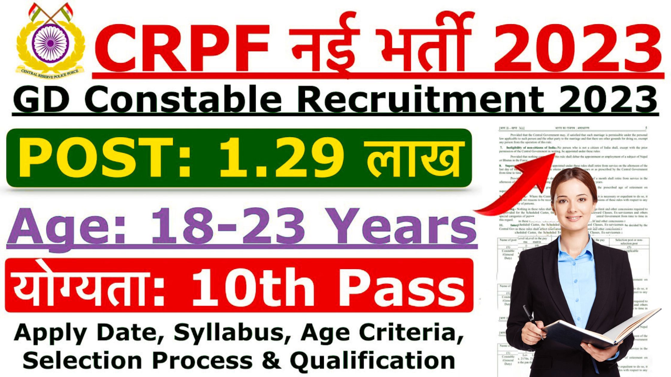 10वीं पास भी दे सकते हैं CRPF Constable Recruitment 2023 की परीक्षा…